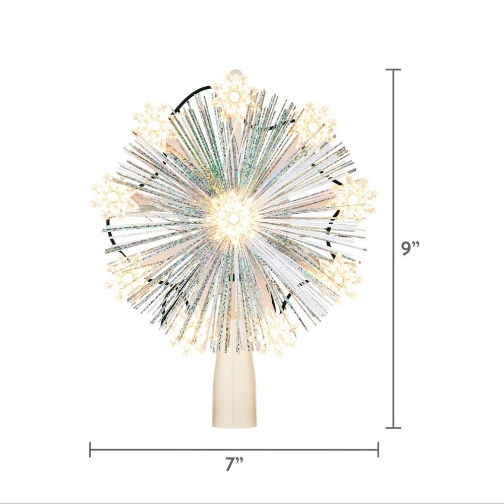 Christmas Tree Vintage Topper 9-Point Warm White Tinsel Star LED 7" Holiday Time